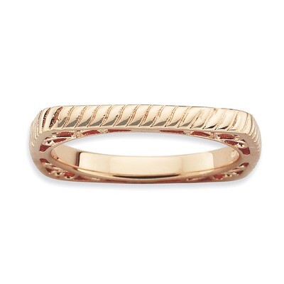 Pink-Plate Square Ring Sterling Silver Polished QSK774-5