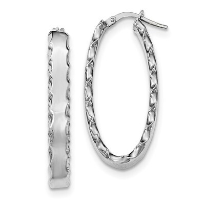 Scalloped Edge Hoop Earrings Sterling Silver Rhodium-plated QE11676, MPN: QE11676, 191101232008