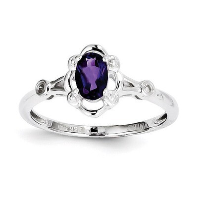 Amethyst &amp; Diamond February Ring Sterling Silver QBR21FEB, MPN: QBR21FEB, 883957354194