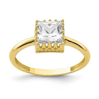 Polished Square CZ Diamond Ring 10k Gold 10YC418, MPN: 10YC418, 883957605838