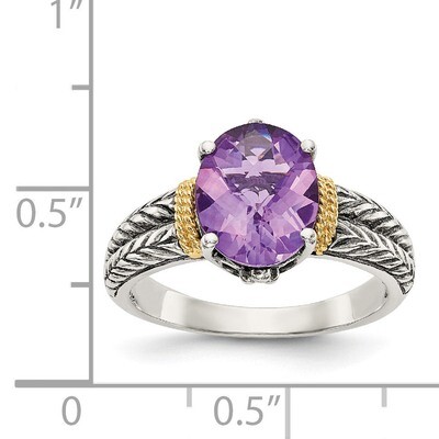 Amethyst Ring Sterling Silver &amp; 14k Gold QTC721, MPN: QTC721, 191101168956