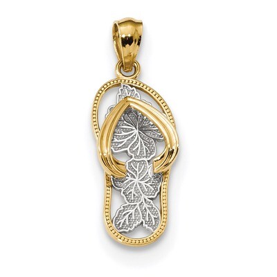 Polished Floral Flip Flop Pendant 14k Gold &amp; Rhodium K6091, MPN: K6091, 886774036878
