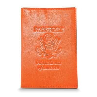 Orange Genuine Cowhide Leather Rfid Blocking Passport Wallet GM22566, MPN: GM22566, 788089150457