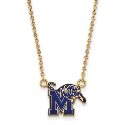 University of Memphis Small Enamel Pendant with Chain Necklace Gold-plated Silver GP063UMP-18, MPN:…