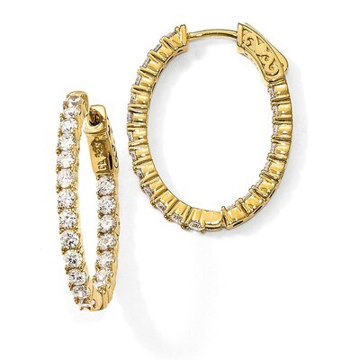 Yellow-Plated CZ In &amp; Out Oval Hoop Earrings Sterling Silver QE7997Y, MPN: QE7997Y, 886774119571