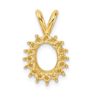 Oval Cluster 6 x 4mm Pendant Setting 14k Yellow Gold YG989, MPN: YG989,