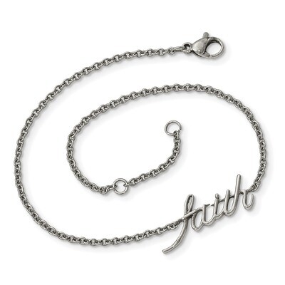 FAITH with 1 Inch Extender Anklet Stainless Steel Polished SRA114-9 by Chisel, MPN: SRA114-9, 88677…