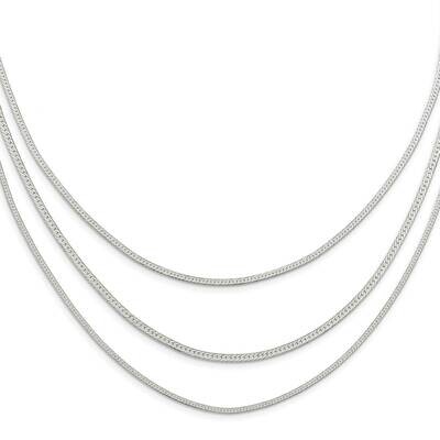 Multi-Strand with 2.75 Inch Extender Necklac Sterling Silver Rhodium-Plated Polished QG5985-17.5, M…