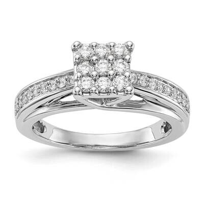 Complete Diamond Cluster Engagement Ring 14k White Gold RM2390E-050-WAA, MPN: RM2390E-050-WAA,