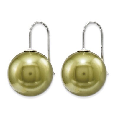 16mm Olive Shell Bead Earrings Sterling Silver QE5789