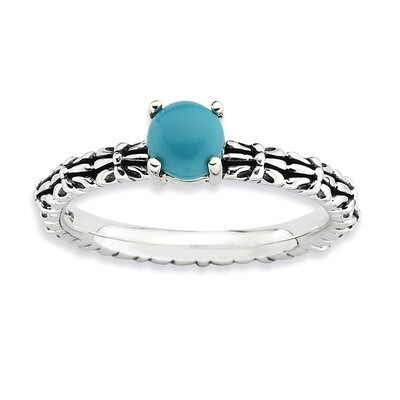 Turquoise Ring - Sterling Silver Antiqued QSK625, MPN: QSK625, 886774174884