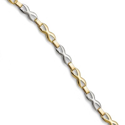 Leslie&#39;s Bracelet 7.5 Inch 10k Gold Two-tone Polished HB-10LF531-7.5, MPN: 10LF531-7.5, 191101552021