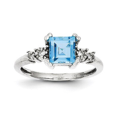 Diamond and Blue Topaz Ring 10k White Gold 10X211, MPN: 10X211, 883957393407