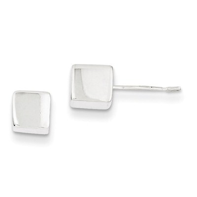 6mm Square Earrings Sterling Silver Polished QE1838, MPN: QE1838, 883957923055