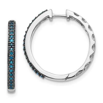 Blue Diamond 2.2mm Hinged Hoops 14k White Gold EM5405-BD-016-WA, MPN: EM5405-BD-016-WA, 191101333422
