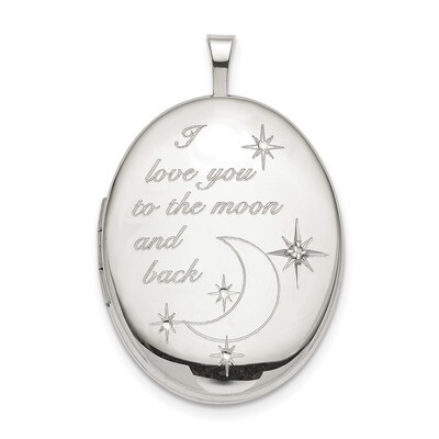 20mm LOVE TO THE MOON Diamond Oval Locket Sterling Silver QLS850, MPN: QLS850, 886774125329