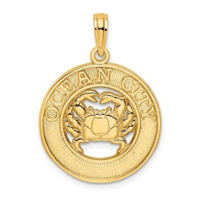Ocean City On Round Frame with Crab Charm 14k Gold K8265, MPN: K8265, 637218100408