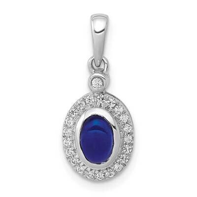 Halo Diamond &amp; Cabochon .60 Sapphire Pendant 14k White Gold PM4036-SA-012-WA, MPN: PM4036-SA-012-WA…