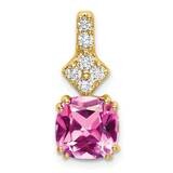 Created Pink Sapphire Pendant 14k Gold Lab Grown Diamond PM7515-CPS-020-YLG, MPN: PM7515-CPS-020-YL…