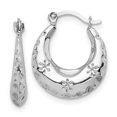 Textured Stamped Hoop Earrings 14k White Gold TL1144W, MPN: TL1144W, 886774074832