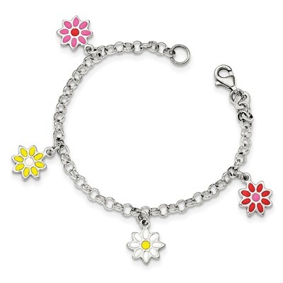 Enamel Flowers Bracelet Sterling Silver QG3515-6, MPN: QG3515-6, 191101472640