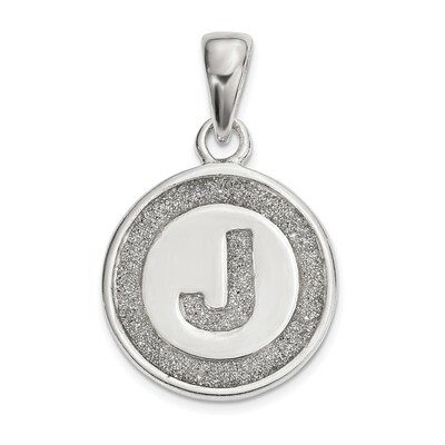 Letter J Circle Pendant Sterling Silver Glitter Enamel  QC9180J, MPN: QC9180J, 886774038070
