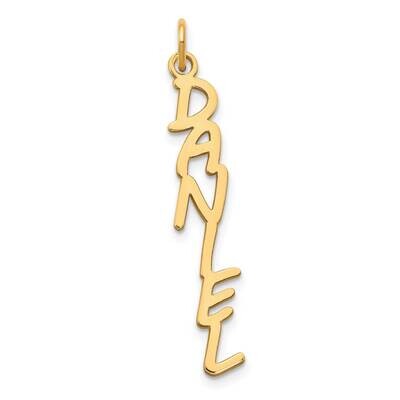 Mv Boli Font Vertical Name Plate Charm Sterling Silver Gold-plated XNA1174GP, MPN: XNA1174GP,