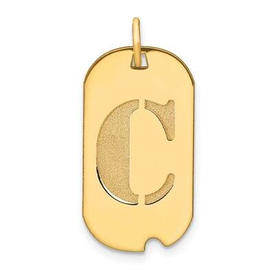 Letter C Initial Dog Tag Pendant 14k Gold Polished YC1439C, MPN: YC1439C, 196904087756
