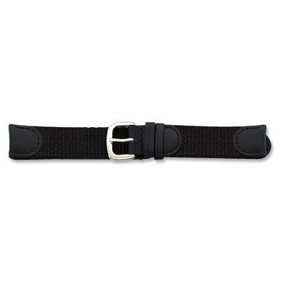 20mm Black Army Style Fabric Silver-tone Buckle Watch Band BA21-20, MPN: BA21-20, 886774144290