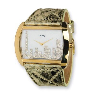 Moog Skyline IP Gold Case Gold Leather Strap Watch - Fashionista, MPN: XWA4124,