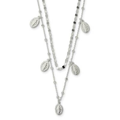 Dbl Miraculous Medal with 2 In Extender Necklace 19 Inch Sterling Silver QG6049-17, MPN: QG6049-17,…