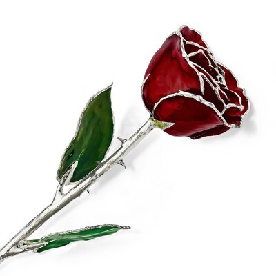 Lacquer Dipped Silver Trim Burgundy Rose GM16753, MPN: GM16753, 812465021519