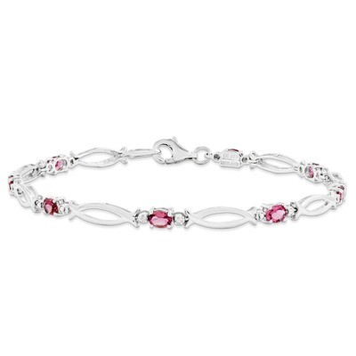 Pink Tourmaline and Diamond Bracelet Sterling Silver QX856PT, MPN: QX856PT, 886774647326