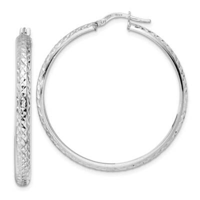 Diamond Cut Hoop Earrings 14k White Gold TC1026W, MPN: TC1026W, 883957982649