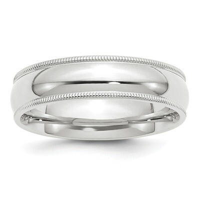 6mm Milgrain Comfort Fit Band 14k White Gold WMC060 Engravable, MPN: WMC060, 886774472041