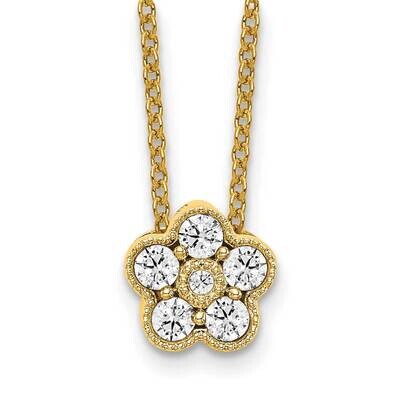 Diamond Vs/Si D E F Floral Pendant Necklace 14k Yellow Gold True Origin Lab Grown PM6345-025-YLD, M…