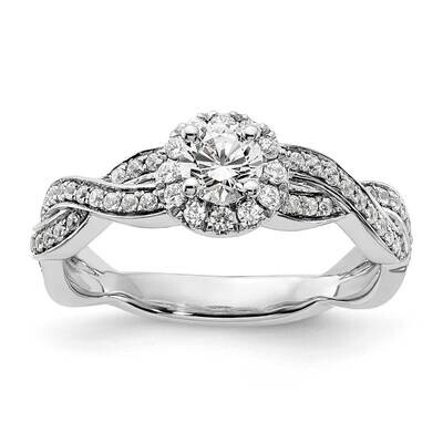 Lab Grown Diamond Si1/Si2, G H I, Halo Engagement Ring 10k White Gold RM9081E-100-C0WLG, MPN: RM908…