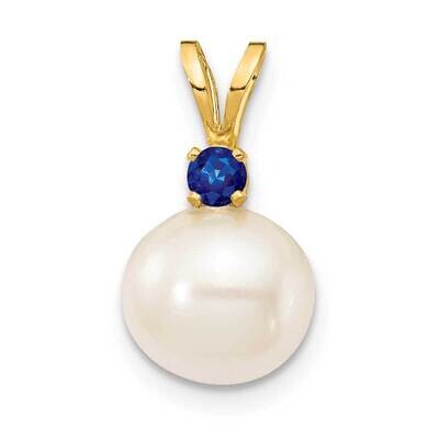 Sapphire 8-8.5mm White Round Freshwater Cultured Pearl Pendant 14k Gold XF742_S, MPN: XF742_S, 8839…