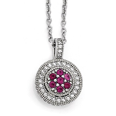 Necklace Sterling Silver &amp; Cubic Zirconia QMP1347-18, MPN: QMP1347-18, 191101471353