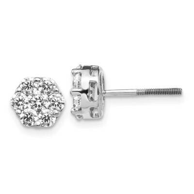 Cluster Screwback Earrings 14k White Gold Diamond EM5458-110-WA, MPN: EM5458-110-WA, 883957375199