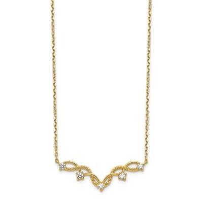 Woven Bar with 2 inch Extender Necklace 14k Gold CZ Diamond SF2773-18, MPN: SF2773-18, 883957935928