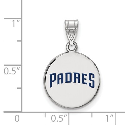 MLB San Diego Padres Medium Enamel Disc Pendant Sterling Silver Rhodium-plated SS023PAD, MPN: SS023…