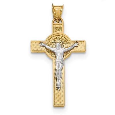 St. Benedict Medal Crucifix Cross Pendant 14k Two-tone Gold K5563, MPN: K5563, 886774618807