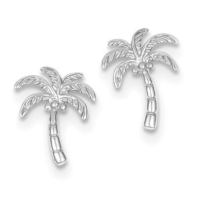 Palm Tree Post Earrings 14k white Gold TM774W, MPN: TM774W, 191101055881