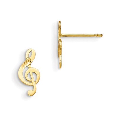 Diamond-Cut Children&#39;S Music Note Post Earrings 14k Gold GK837, MPN: GK837, 191101079979