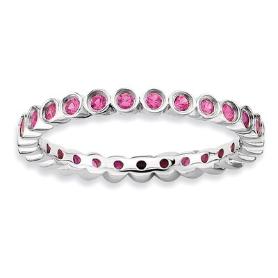 Created Ruby Ring - Sterling Silver QSK368, MPN: QSK368, 883957125572