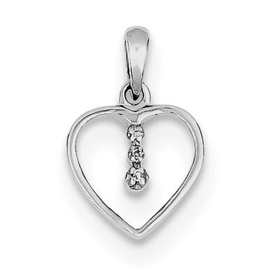 Heart Pendant Sterling Silver Diamond Rhodium QDX232, MPN: QDX232, 883957145624