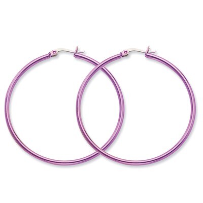 Pink IP plated 48mm Hoop Earrings - Stainless Steel SRE434 by Chisel, MPN: SRE434, 886774039596
