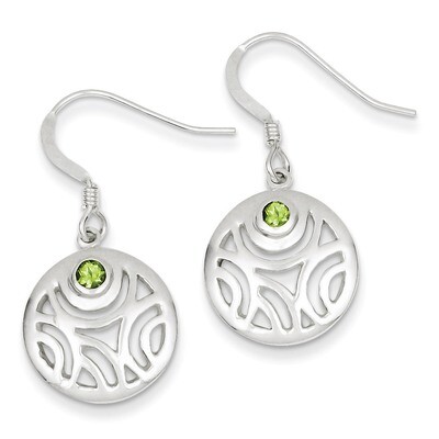Peridot Round Polished Dangle Earrings Sterling Silver QE7141, MPN: QE7141, 883957561615