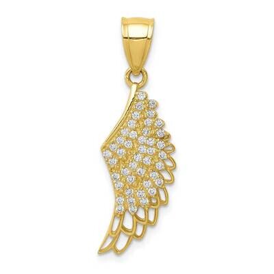 Micropave Angel Wing Pendant 10k Gold CZ Diamond 10C1371, MPN: 10C1371, 883957927497